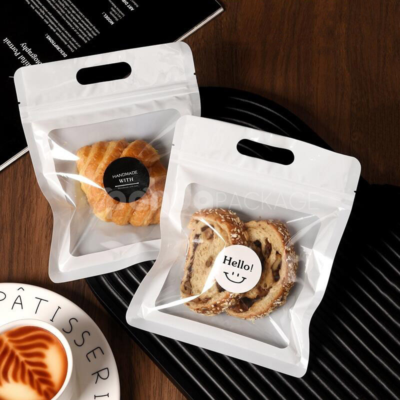 clear handle zipper bakery bag for bread and pastry packaging