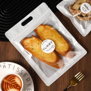 clear handle zipper bakery bag for bread and pastry packaging