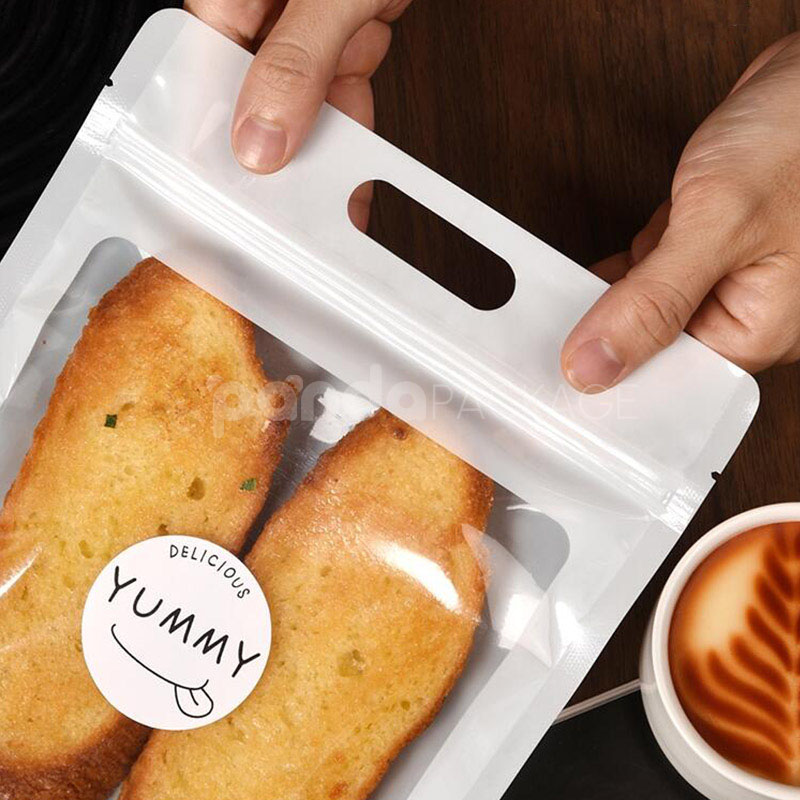 clear handle zipper bakery bag for bread and pastry packaging