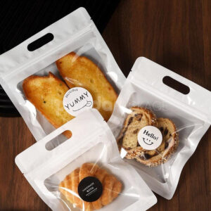 clear handle zipper bakery bag for bread and pastry packaging