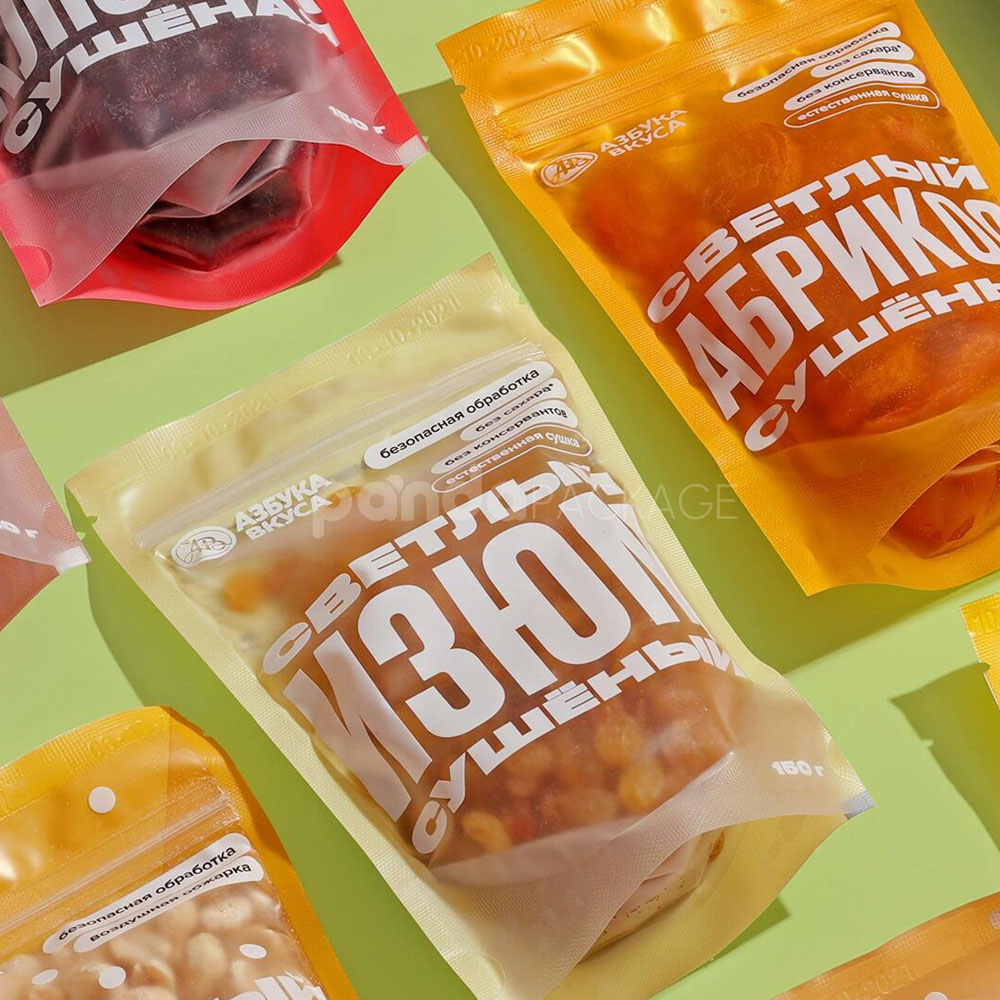 matte printed stand-up zipper pouch for dried fruit and nut packaging