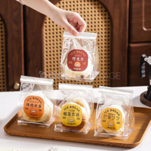 clear reclosable bakery bag for bread pastry and dessert packaging