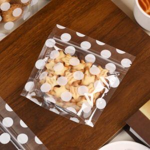 clear polka dot stand-up zipper pouch for cookie and snack packaging