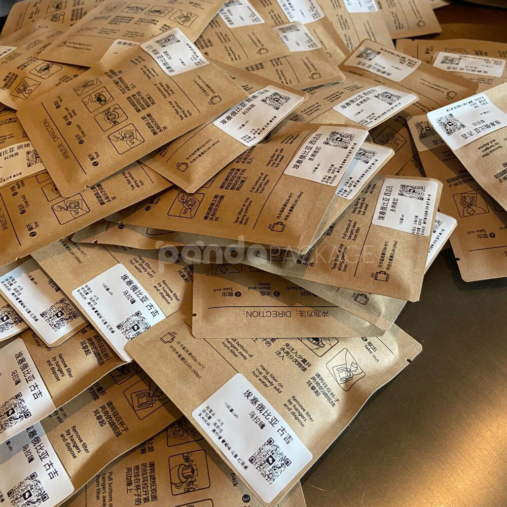 three-side seal coffee pouch for drip and filter coffee packaging