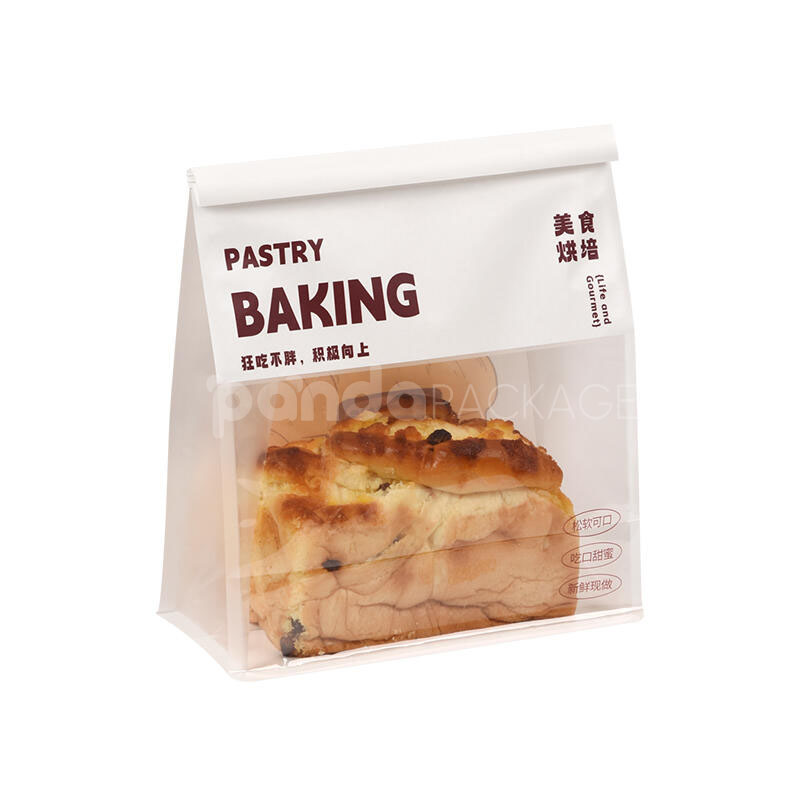 clear roll-top bread bag with iron wire closure for bakery packaging