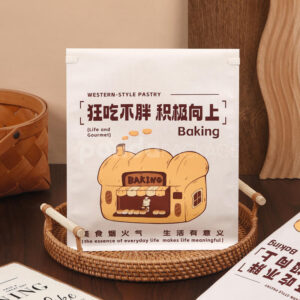 clear roll-top bread bag with iron wire closure for bakery packaging