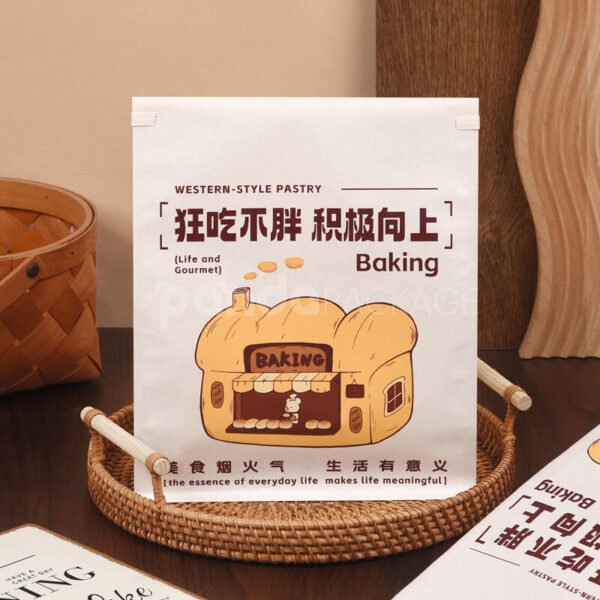 Clear Roll-Top Bread Bag with Iron Wire Closure for Bakery Packaging