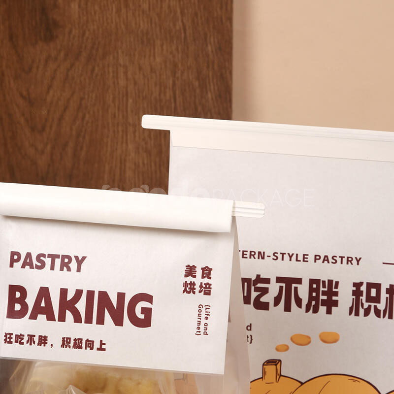 clear roll-top bread bag with iron wire closure for bakery packaging