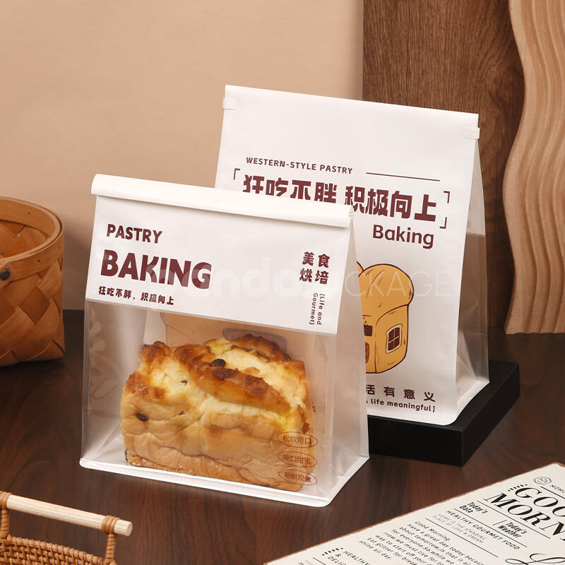 clear roll-top bread bag with iron wire closure for bakery packaging