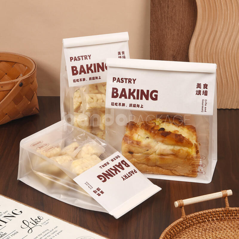 clear roll-top bread bag with iron wire closure for bakery packaging