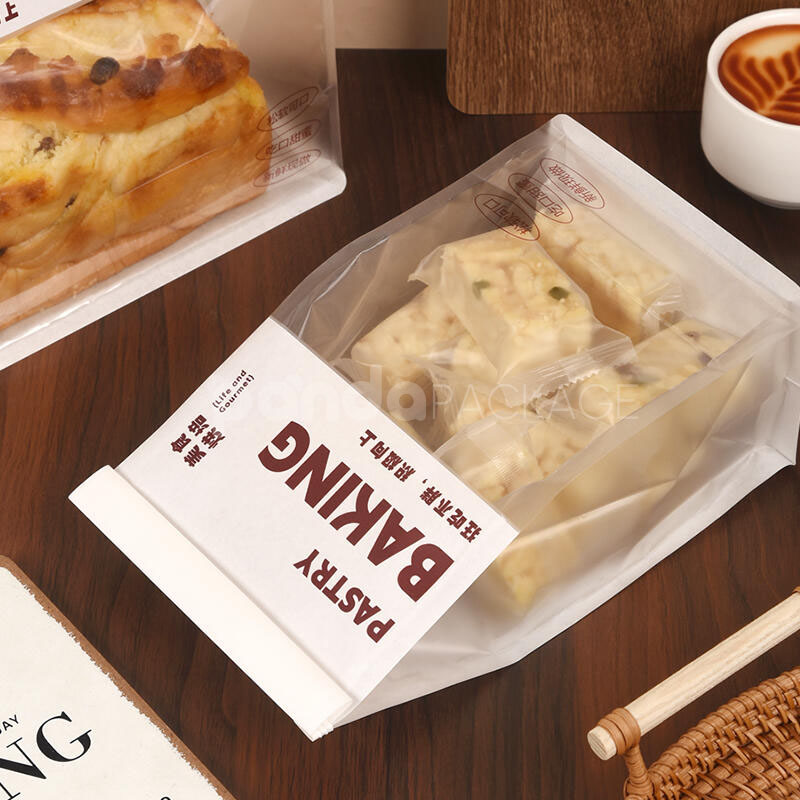 clear roll-top bread bag with iron wire closure for bakery packaging