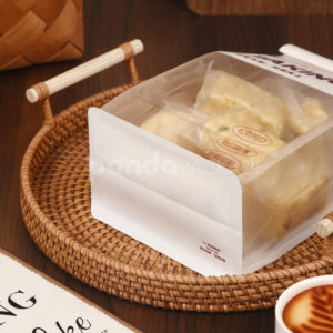 clear roll-top bread bag with iron wire closure for bakery packaging