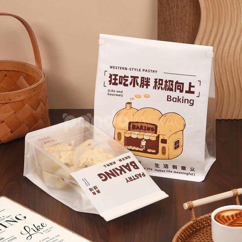 clear roll-top bread bag with iron wire closure for bakery packaging