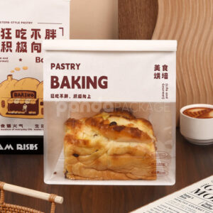 clear roll-top bread bag with iron wire closure for bakery packaging