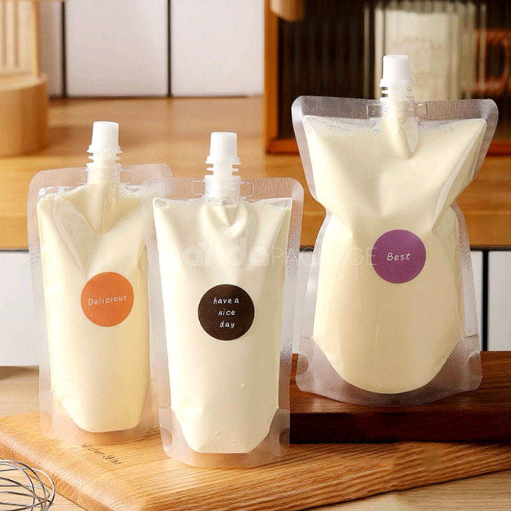 transparent food-grade spout pouch for frozen food, sauce and liquid packaging