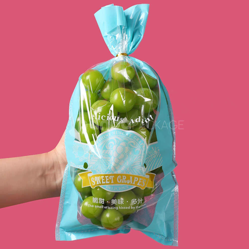 breathable plastic packaging bags with vent holes for fresh grapes and fruits