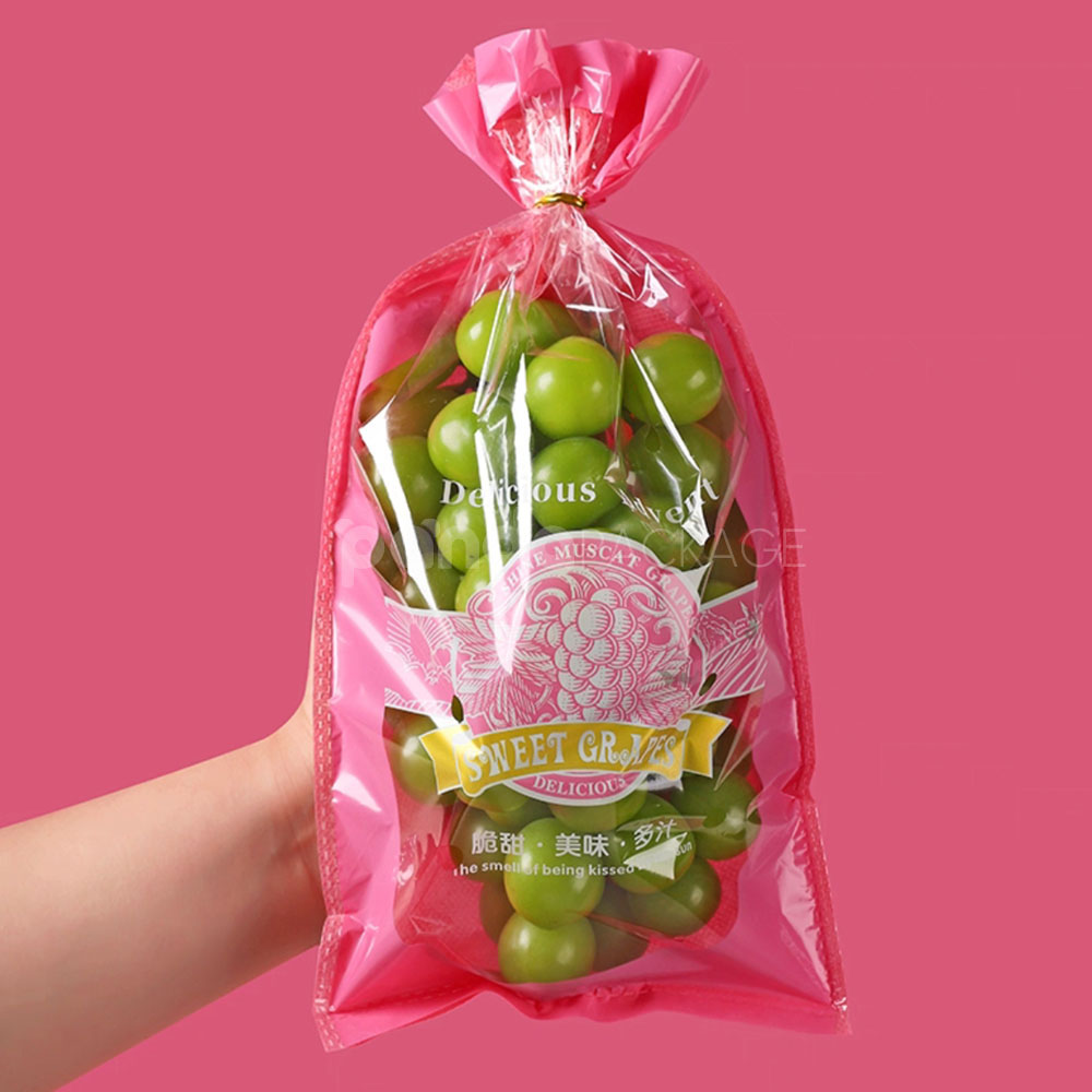 breathable plastic packaging bags with vent holes for fresh grapes and fruits