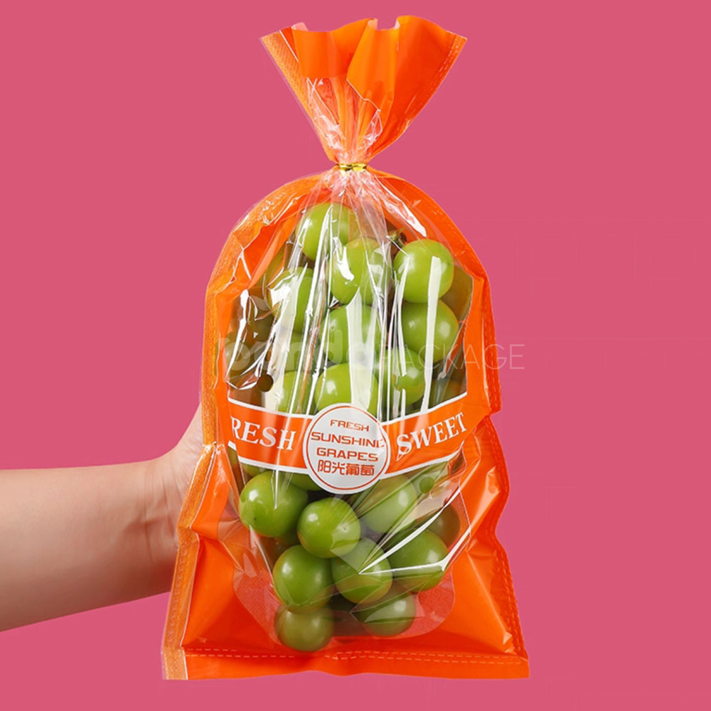 breathable plastic packaging bags with vent holes for fresh grapes and fruits