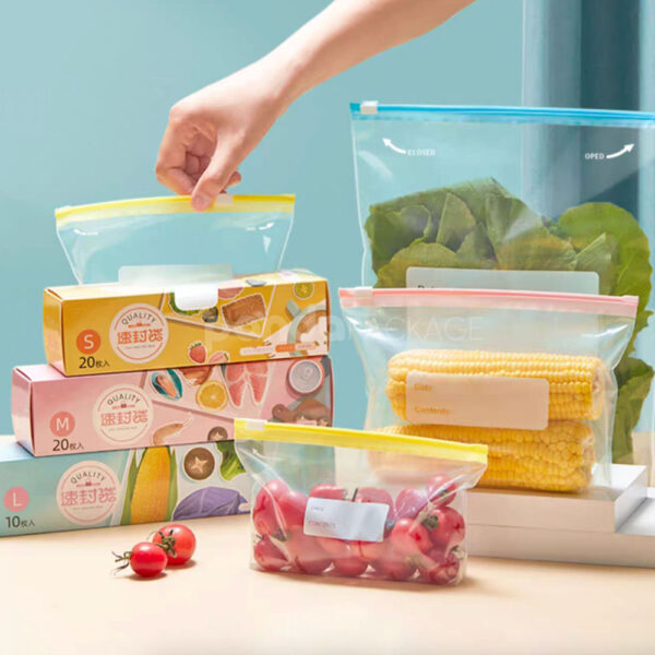 Reusable Plastic Food Storage Bags with Slider Seal