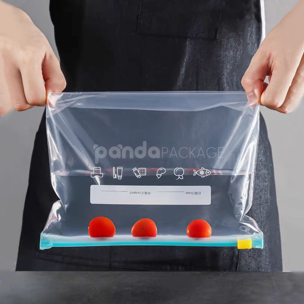 reusable plastic food storage bags with slider zip lock for fruits and vegetables packaging