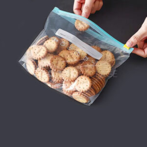 reusable plastic food storage bags with slider zip lock for fruits and vegetables packaging