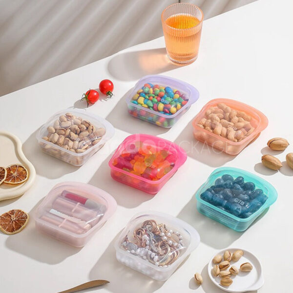 Reusable Platinum Silicone Stand Up Food Storage Bags