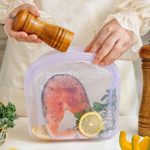 reusable platinum silicone stand up food storage bags