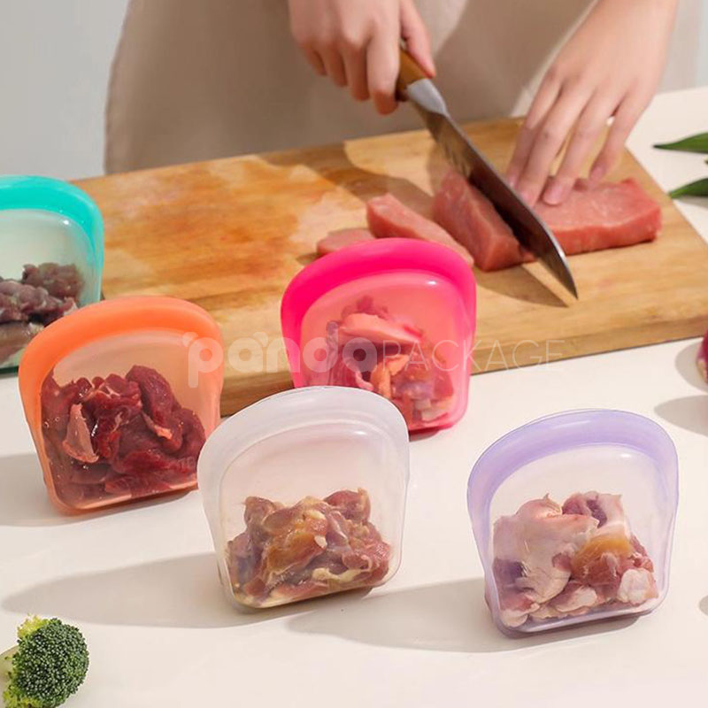 reusable platinum silicone stand up food storage bags