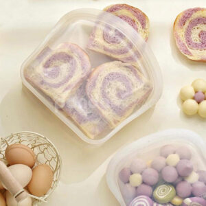 reusable platinum silicone stand up food storage bags