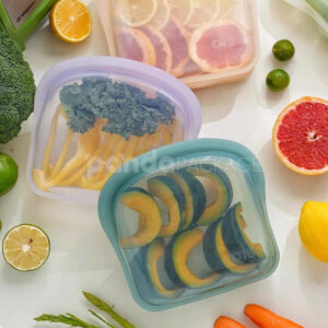reusable platinum silicone stand up food storage bags