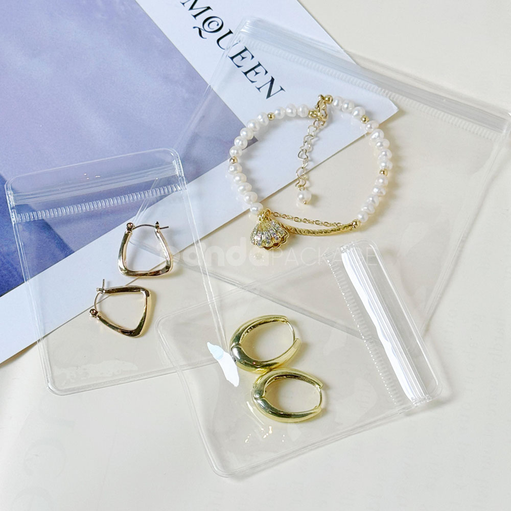 transparent pvc ziplock plastic bags for jewelry, cosmetics and retail packaging