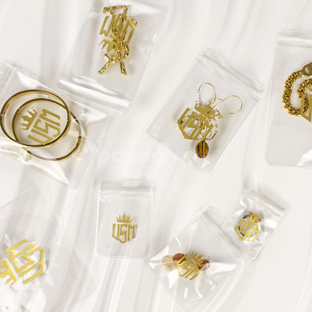 transparent pvc ziplock bags with printed logo for jewelry packaging and retail display