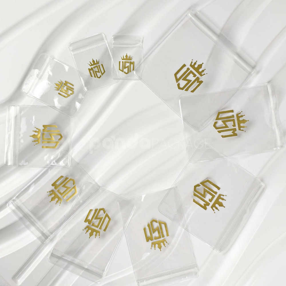 transparent pvc ziplock bags with printed logo for jewelry packaging and retail display