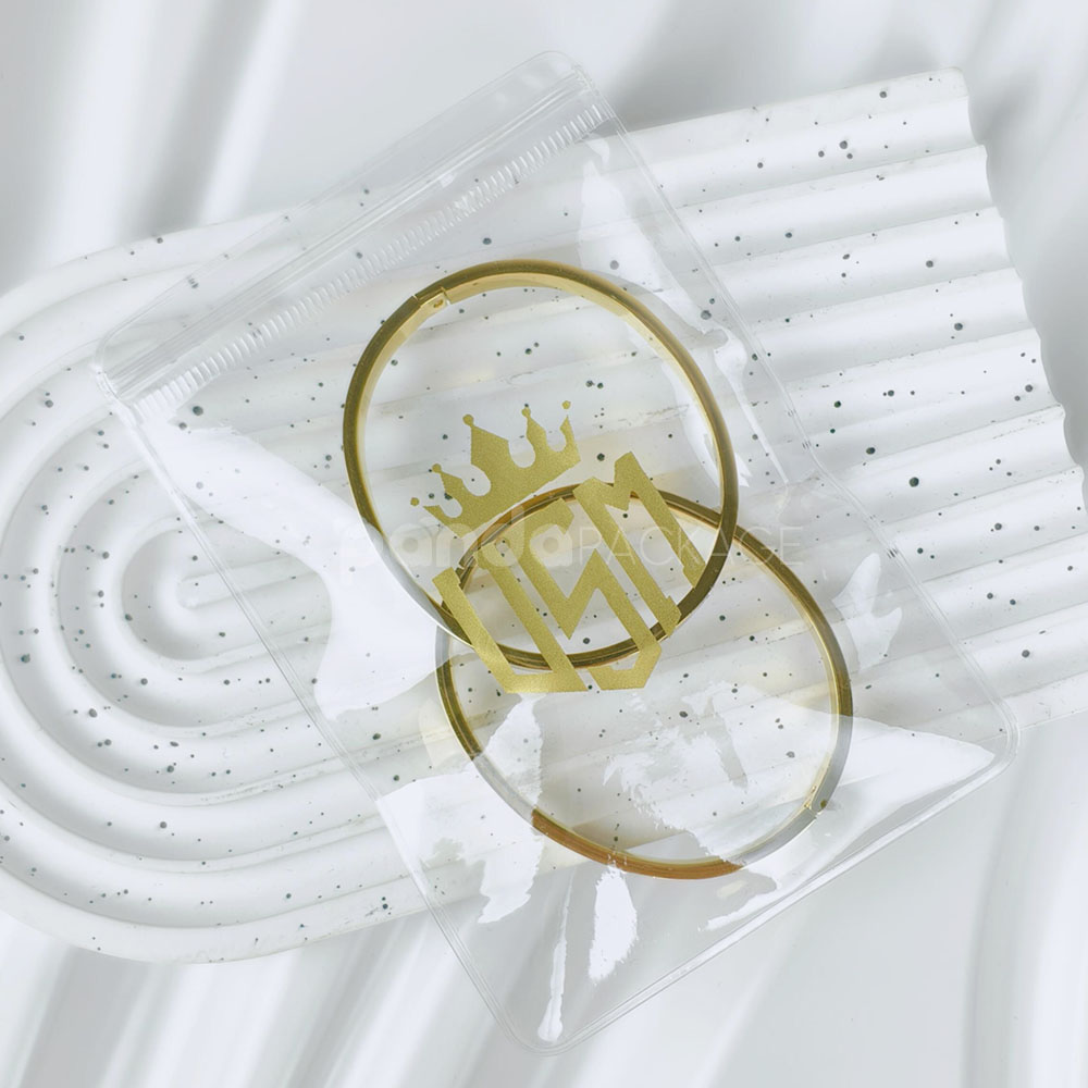 transparent pvc ziplock bags with printed logo for jewelry packaging and retail display