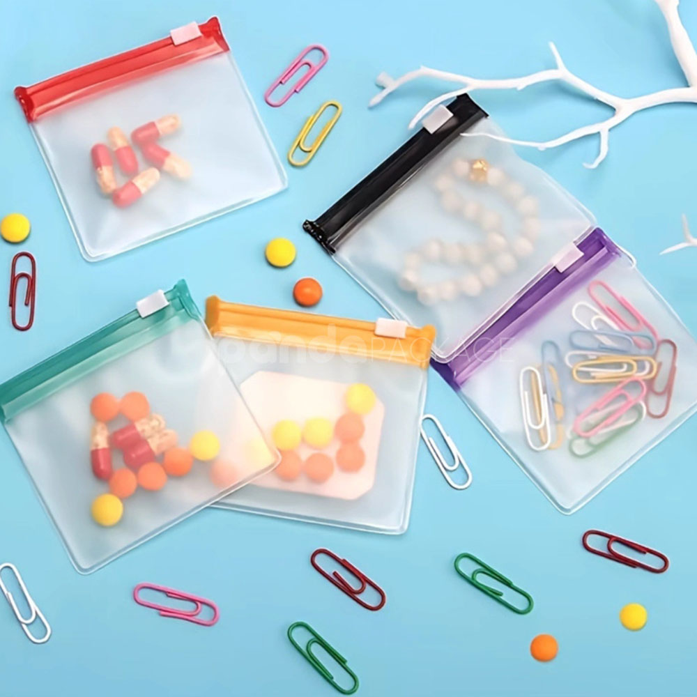 frosted slider ziplock plastic bags for jewelry, cosmetics, stationery and travel packaging