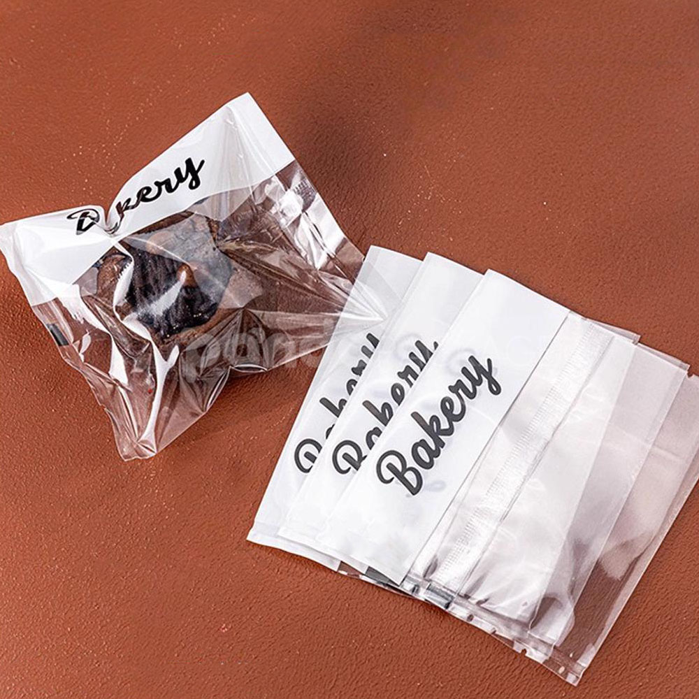 printed heat-sealed clear plastic bakery bags for cookies, bread and desserts packaging