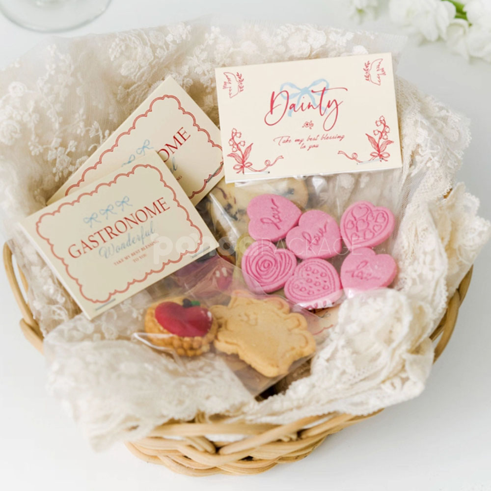 printed header card opp plastic bags for bakery cookies and gift packaging