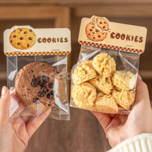 printed header card opp plastic bags for bakery cookies and gift packaging