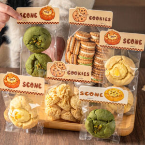 printed header card opp plastic bags for bakery cookies and gift packaging