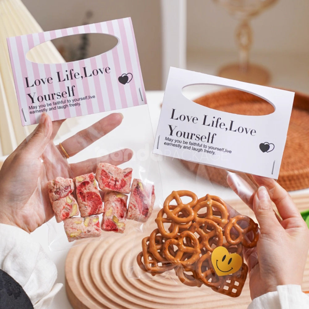 printed header card opp plastic bags for bakery cookies and gift packaging
