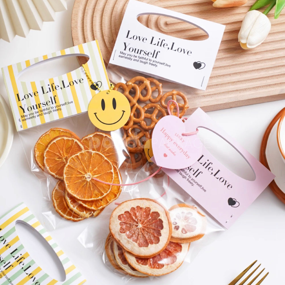 printed header card opp plastic bags for bakery cookies and gift packaging