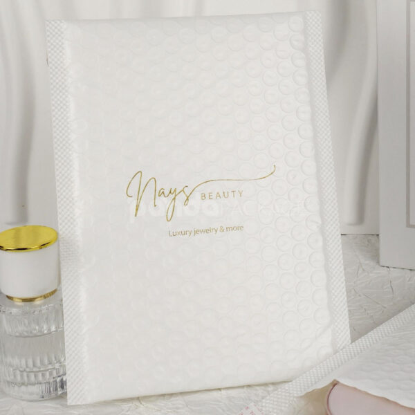 White Bubble Mailer Bags with Printed Logo for Jewelry Packaging