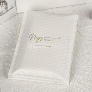 white bubble mailer bags with printed logo for jewelry, cosmetics and gift packaging