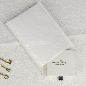 white bubble mailer bags with printed logo for jewelry, cosmetics and gift packaging