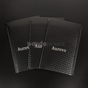 black bubble mailer bags with printed logo for jewelry, cosmetics and gift packaging