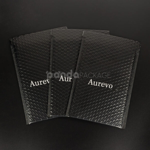 Black Bubble Mailer Bags with Printed Logo for Jewelry Shipping