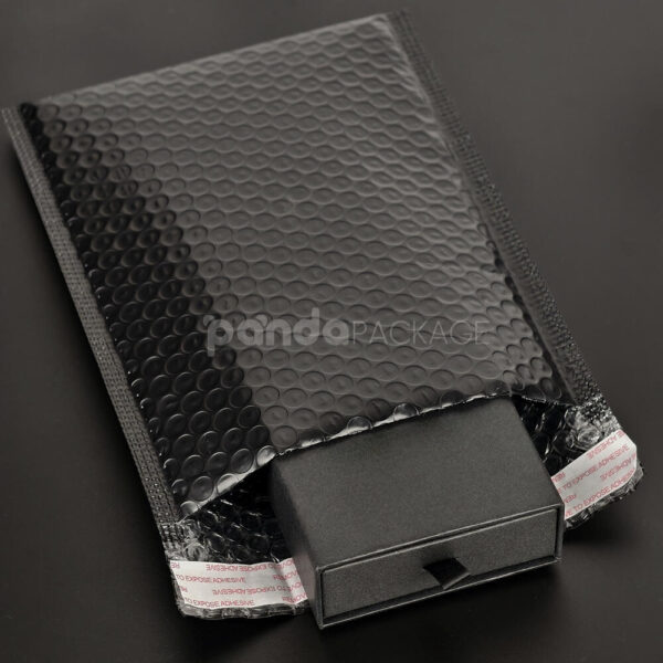 Black Bubble Mailer Bags with Printed Logo for Jewelry Shipping