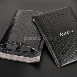 black bubble mailer bags with printed logo for jewelry, cosmetics and gift packaging