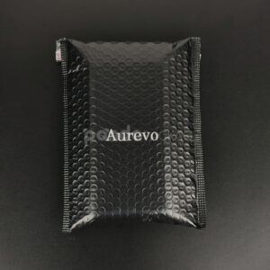 black bubble mailer bags with printed logo for jewelry, cosmetics and gift packaging