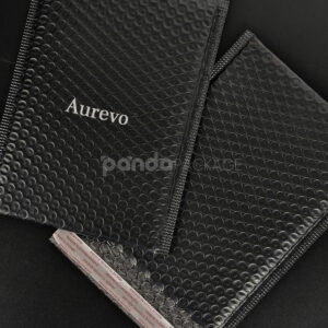 black bubble mailer bags with printed logo for jewelry, cosmetics and gift packaging